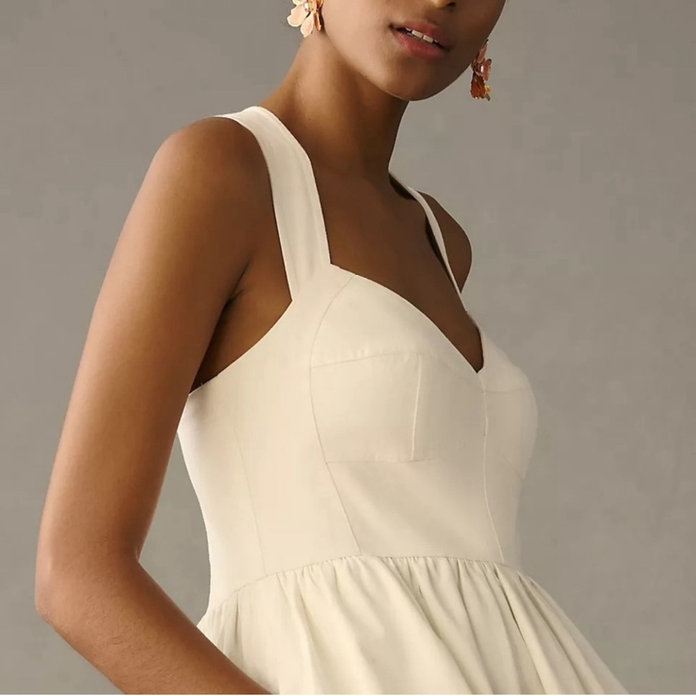 Anthropologie Forever That Girl White Denim Sweetheart Midi Dress